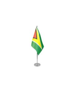 DRAPEAU DE TABLE prestige GUYANA 22x15cm en SATIN - GRAND DRAPEAUX DE BUREAU GUYANIEN 15 x 22 cm