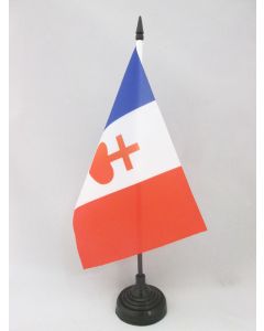 DRAPEAU DE TABLE FRANCE SACRÉ C?UR DE JÉSUS 21x14cm - PETIT DRAPEAUX DE BUREAU FRANÇAIS CATHOLIQUE 14 x 21 cm