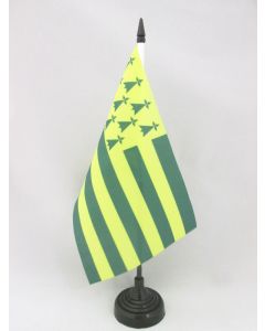 DRAPEAU DE TABLE BRETAGNE MELEN HA GWER 21x14cm - PETIT DRAPEAUX DE BUREAU BRETON JAUNE ET VERT - NANTES 14 x 21 cm