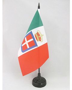 DRAPEAU DE TABLE ROYAUME D?ITALIE COURONNE 21x14cm - PETIT DRAPEAUX DE BUREAU ITALIEN MARINE MILITAIRE 14 x 21 cm