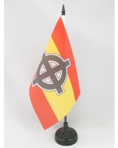 DRAPEAU DE TABLE ESPAGNE CROIX CELTIQUE 21x14cm - PETIT DRAPEAUX DE BUREAU NATIONALISTE ESPAGNOL 14 x 21 cm