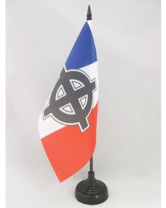 DRAPEAU DE TABLE FRANCE CROIX CELTIQUE 21x14cm - PETIT DRAPEAUX DE BUREAU NATIONALISTE FRANÇAIS 14 x 21 cm