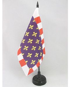 DRAPEAU DE TABLE PROVINCE DE TOURAINE 21x14cm - PETIT DRAPEAUX DE BUREAU TOURS - FRANCE 14 x 21 cm