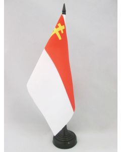 DRAPEAU DE TABLE RÉPUBLIQUE D\'ALSACE LORRAINE 21x14cm - PETIT DRAPEAUX DE BUREAU 1ÈRE GUERRE MONDIALE 1918 14 x 21 cm