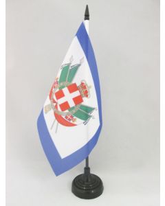 DRAPEAU DE TABLE ARMES ROYAUME D\'ITALIE 1861-1870 21x14cm - PETIT DRAPEAUX DE BUREAU ROYAL ITALIEN 14 x 21 cm