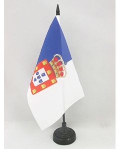 DRAPEAU DE TABLE ROYAUME DE PORTUGAL 1139-1910 21x14cm - PETIT DRAPEAUX DE BUREAU ROYAL PORTUGAIS 14 x 21 cm