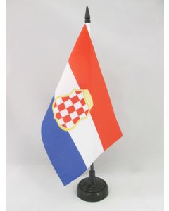 DRAPEAU DE TABLE RÉPUBLIQUE D\'HERCEG-BOSNA 1991-1994 21x14cm - PETIT DRAPEAUX DE BUREAU CROATIE 14 x 21 cm