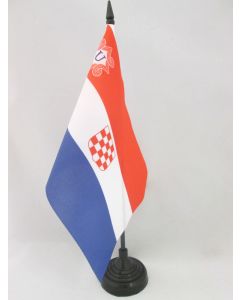 DRAPEAU DE TABLE ÉTAT INDÉPENDANT DE CROATIE 1941-1945 21x14cm - PETIT DRAPEAUX DE BUREAU CROATE OUSTACHIS 14 x 21 cm