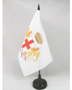 DRAPEAU DE TABLE VILLE DE GÊNES AVEC ARMES 21x14cm - PETIT DRAPEAUX DE BUREAU GENOVA - GENOA - ITALIE 14 x 21 cm