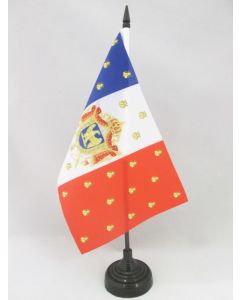 DRAPEAU DE TABLE ETENDARD DE NAPOLÉON III 21x14cm - PETIT DRAPEAUX DE BUREAU SECOND EMPIRE FRANCE 14 x 21 cm
