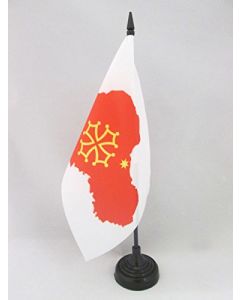 DRAPEAU DE TABLE OCCITANIE CARTE 21x14cm - PETIT DRAPEAUX DE BUREAU OCCITAN - FRANCE 14 x 21 cm