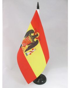 DRAPEAU DE TABLE ESPAGNE FRANQUISTE 1945-1977 21x14cm - PETIT DRAPEAUX DE BUREAU ESPAGNOL DE FRANCO 14 x 21 cm