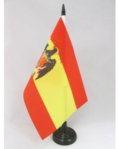 DRAPEAU DE TABLE ESPAGNE 1977-1981 21x14cm - PETIT DRAPEAUX DE BUREAU ESPAGNOL ANCIEN 14 x 21 cm
