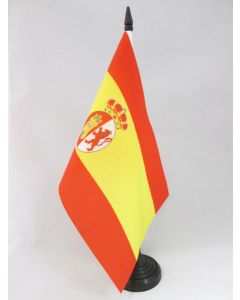 DRAPEAU DE TABLE ESPAGNE RESTAURATION BOURBONIENNE 1785-1931 21x14cm - PETIT DRAPEAUX DE BUREAU ESPAGNOL ANCIEN 14 x 21 cm
