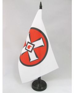 DRAPEAU DE TABLE CROIX KU KLUX KLAN 21x14cm - PETIT DRAPEAUX DE BUREAU DU KKK 14 x 21 cm