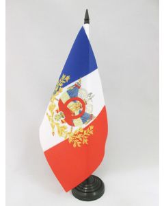 DRAPEAU DE TABLE FRANCE ARMOIRIES 3ÈME RÉPUBLIQUE 21x14cm - PETIT DRAPEAUX DE BUREAU FRANÇAIS EMBLÈME 1898 14 x 21 cm