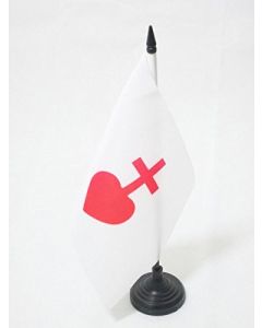 DRAPEAU DE TABLE SACRÍ? COEUR DE JÍ?SUS 21x14cm - PETIT DRAPEAUX DE BUREAU CATHOLIQUE 14 x 21 cm