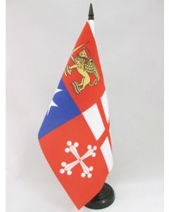 DRAPEAU DE TABLE ITALIE 4 RÉPUBLIQUES MARITIMES 21x14cm - PETIT DRAPEAUX DE BUREAU NAVAL ITALIEN 14 x 21 cm