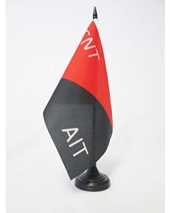 DRAPEAU DE TABLE MILICES CONFÍ?DÍ?RALES DE LA CNT-FAI D\'ESPAGNE 21x14cm - PETIT DRAPEAUX DE BUREAU GUERRE D\'ESPAGNE 14 x 21 cm