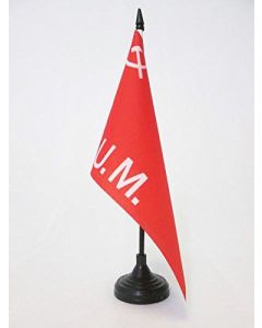 DRAPEAU DE TABLE PARTI OUVRIER D\'UNIFICATION MARXISTE 21x14cm - PETIT DRAPEAUX DE BUREAU GUERRE D\'ESPAGNE 14 x 21 cm