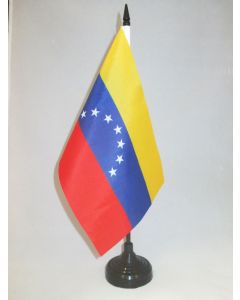 DRAPEAU DE TABLE VENEZUELA ANCIEN 21x14cm - PETIT DRAPEAUX DE BUREAU VÉNÉZUELIEN 14 x 21 cm