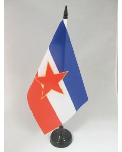 DRAPEAU DE TABLE YOUGOSLAVIE 21x14cm - PETIT DRAPEAUX DE BUREAU YOUGOSLAVE 14 x 21 cm