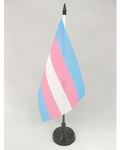 DRAPEAU DE TABLE ARC-EN-CIEL TRANSGENRE 21x14cm - PETIT DRAPEAUX DE BUREAU TRANGENDER - RAINBOW 14 x 21 cm