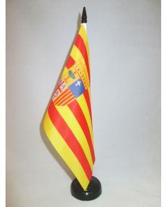 DRAPEAU DE TABLE ARAGON 21x14cm - PETIT DRAPEAUX DE BUREAU ARAGONAIS - ARAGON - ESPAGNE 14 x 21 cm