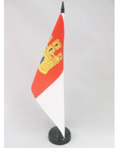 DRAPEAU DE TABLE CASTILLE-LA-MANCHE 21x14cm - PETIT DRAPEAUX DE BUREAU DE CASTILLA LA MANCHA - ESPAGNE 14 x 21 cm