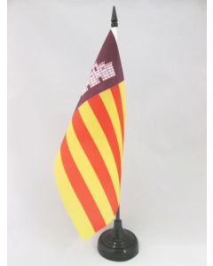 DRAPEAU DE TABLE MAYORQUE 21x14cm - PETIT DRAPEAUX DE BUREAU DE MALLORCA - ESPAGNE 14 x 21 cm