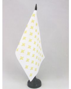 DRAPEAU DE TABLE FLEUR DE LYS BLANC ET OR 21x14cm - PETIT DRAPEAUX DE BUREAU ROYAL FRANÇAIS 14 x 21 cm
