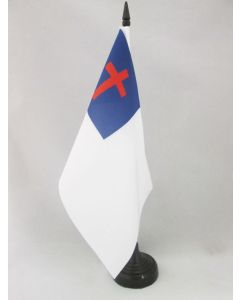 DRAPEAU DE TABLE RELIGION CHRÉTIENNE 21x14cm - PETIT DRAPEAUX DE BUREAU CHRÉTIEN 14 x 21 cm