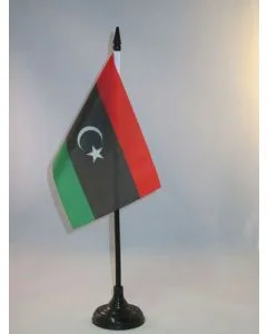 DRAPEAU DE TABLE LIBYE 15x10cm - PETIT DRAPEAUX DE BUREAU LIBYEN 10 x 15 cm