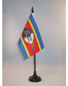 DRAPEAU DE TABLE SWAZILAND 15x10cm - PETIT DRAPEAUX DE BUREAU SWAZI 10 x 15 cm