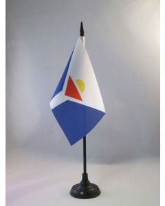 DRAPEAU DE TABLE SAINT-MARTIN 15x10cm - PETIT DRAPEAUX DE BUREAU DE L?ÎLE DE SAINT-MARTIN - FRANCE 10 x 15 cm