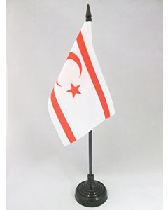 DRAPEAU DE TABLE CHYPRE DU NORD 15x10cm - PETIT DRAPEAUX DE BUREAU CHYPRIOTE 10 x 15 cm