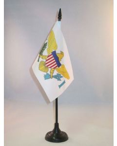 DRAPEAU DE TABLE IIES VIERGES DES ETATS-UNIS 15x10cm - PETIT DRAPEAUX DE BUREAU AMÉRICAIN 10 x 15 cm