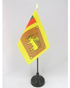 DRAPEAU DE TABLE SRI LANKA 15x10cm - PETIT DRAPEAUX DE BUREAU SRI LANKAIS 10 x 15 cm pointe dorée
