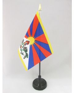 DRAPEAU DE TABLE TIBET 15x10cm - PETIT DRAPEAUX DE BUREAU TIBÉTAIN 10 x 15 cm pointe dorée