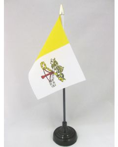 DRAPEAU DE TABLE VATICAN 15x10cm - PETIT DRAPEAUX DE BUREAU VATICAN 10 x 15 cm pointe dorée