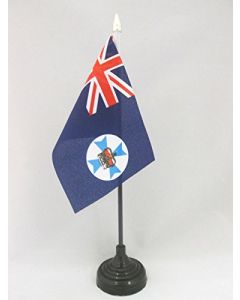 DRAPEAU DE TABLE QUEENSLAND 15x10cm - PETIT DRAPEAUX DE BUREAU AUSTRALIEN - AUSTRALIE 10 x 15 cm pointe dorée