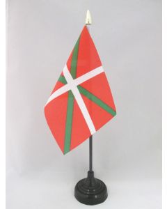 DRAPEAU DE TABLE PAYS BASQUE 15x10cm - PETIT DRAPEAUX DE BUREAU BASQUE 10 x 15 cm pointe dorée