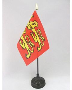 DRAPEAU DE TABLE BASSE-NORMANDIE 15x10cm - PETIT DRAPEAUX DE BUREAU BAS-NORMAND - FRANCE 10 x 15 cm pointe dorée