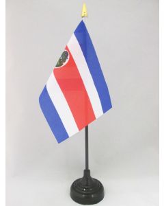 DRAPEAU DE TABLE COSTA RICA 15x10cm - PETIT DRAPEAUX DE BUREAU COSTARICAIN 10 x 15 cm pointe dorée