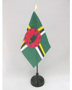 DRAPEAU DE TABLE DOMINIQUE 15x10cm - PETIT DRAPEAUX DE BUREAU DOMINIQUAIS 10 x 15 cm pointe dorée