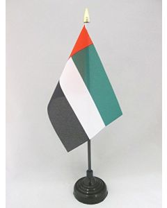 DRAPEAU DE TABLE EMIRATS ARABES UNIS 15x10cm - PETIT DRAPEAUX DE BUREAU ÉMIRATI 10 x 15 cm pointe dorée