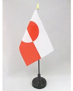 DRAPEAU DE TABLE GROENLAND 15x10cm - PETIT DRAPEAUX DE BUREAU GROENLANDAIS 10 x 15 cm pointe dorée