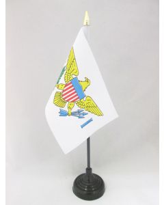 DRAPEAU DE TABLE IIES VIERGES DES ETATS-UNIS 15x10cm - PETIT DRAPEAUX DE BUREAU AMÉRICAIN 10 x 15 cm pointe dorée