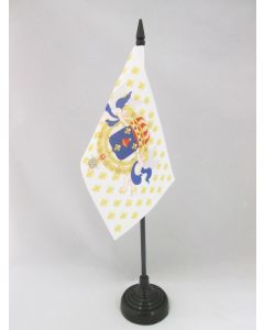 DRAPEAU DE TABLE ROYAUME DE FRANCE C?UR DE JÉSUS 15x10cm - PETIT DRAPEAUX DE BUREAU ROYALISTE ANCIEN RÉGIME SACRÉ C?UR - ROI 10 x 15 cm