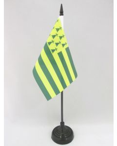 DRAPEAU DE TABLE BRETAGNE MELEN HA GWER 15x10cm - PETIT DRAPEAUX DE BUREAU BRETON JAUNE ET VERT - NANTES 10 x 15 cm